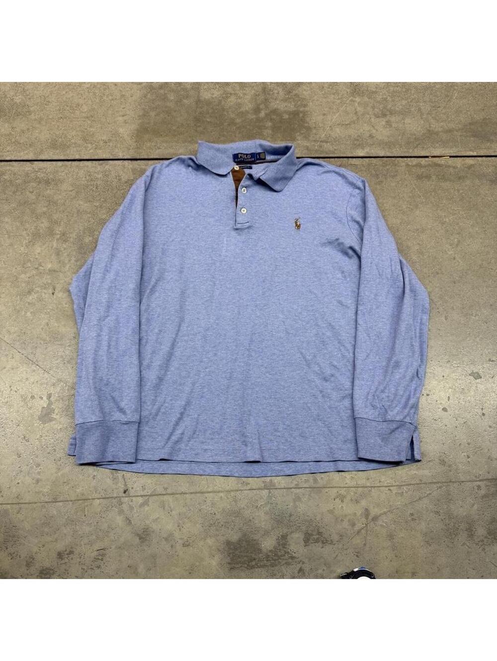 vintage polo ralph lauren light blue rugby polo shirt size large